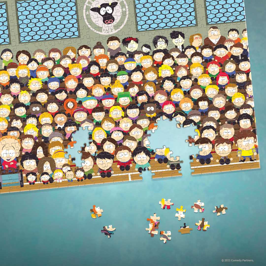 South Park Go Cows 1000 Piece Jigsaw Puzzle | Collectible Puzzle Featuring  Familiar South Park Characters in The School Gymnasium | Officially